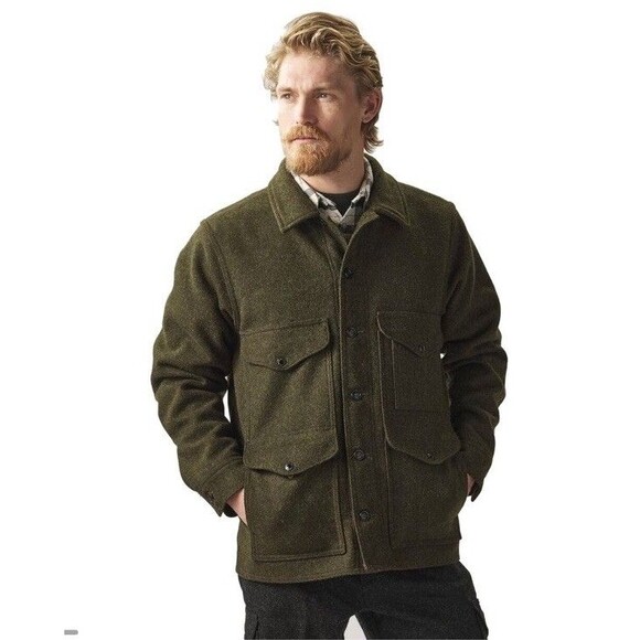 Filson Mackinaw Cruiser Wool Jacket Mens XL Long Forest Green Made in USA - Picture 2 of 11